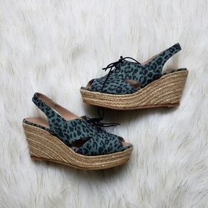 Eric Michael Leopard Leather Espadrille Size 7